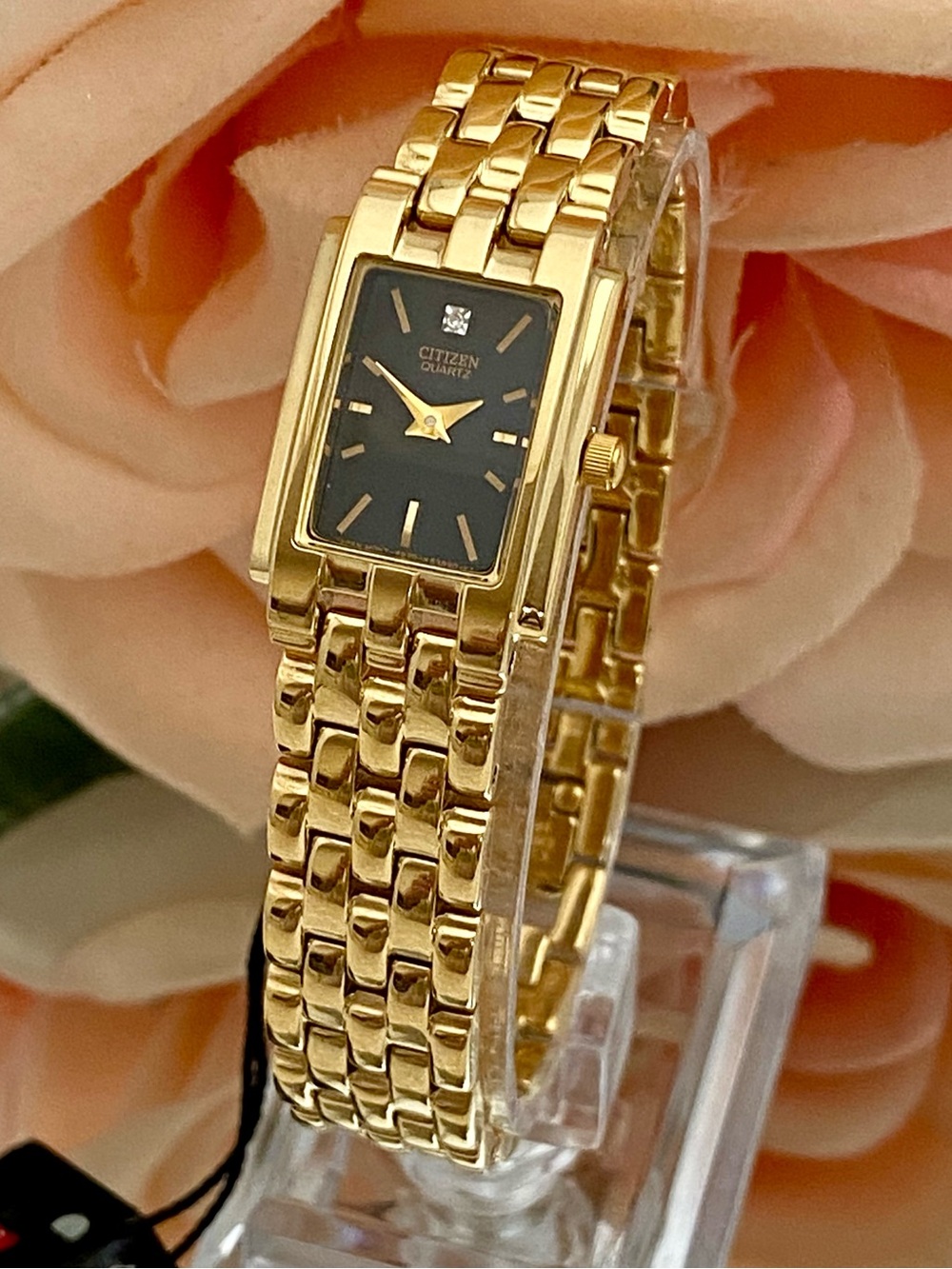 Vintage Citizen Diamond Accented Dial Tank Style Dress Watch with Box - Picture 4 of 16